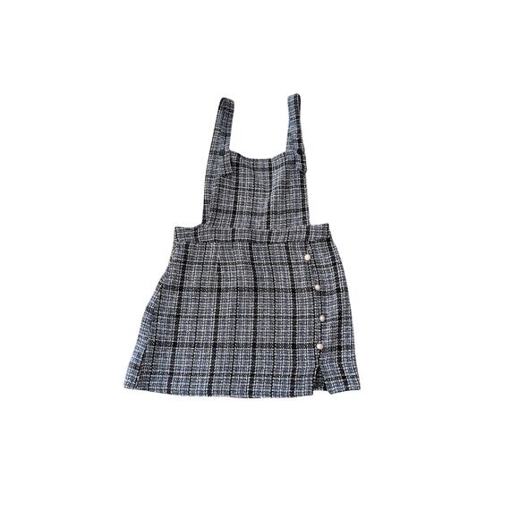 SHEIN Plaid Tweed Pinafore Overall Dress 1XL Sleeveless A-Line Zip Back - Picture 2 of 4